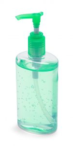 Green Bottle of Hand Sanitizer Isolated on White Background